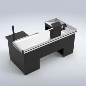 Supermarket Cashier Cash Desk Checkout Counter Edge Steel Belt Sets Packing Finish Plastic Powder Material Origin Type Aluminum