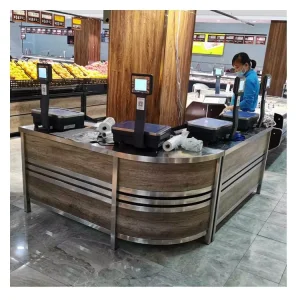 Supermarket Cashier Design Round Grocery Retail Checkout Counter
