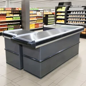 Supermarket Cashier Table Cashier Register Table Desk Supermarket Checkout Counter for Sale
