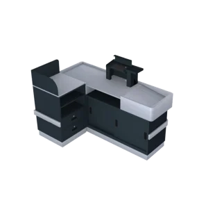 Supermarket Cashier Table Checkout Counter with Cold Rolled Steel and Powder Coated Finish