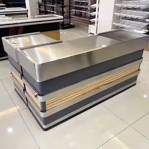 Supermarket Checkout Counter Cash Counter Table Steel Cashier Convenient Store Check Out Counter