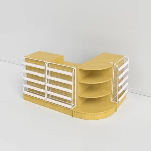 Supermarket Checkout Counter Cash Desk with Cash Drawer Lock Durable Construction for Grocery Retail Use