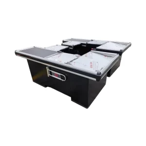Supermarket Checkout Counter Equipment Steel and Wood Cash Counter Checkout Counters Grocery Store Checkout Counter