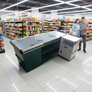 Supermarket Checkout Counter with Cashier Desk and Durable Design