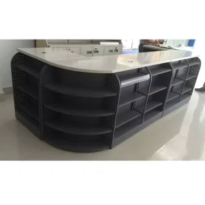 Supermarket Checkout Desk for Cashier With Bottom Locked Cabinet Long Size to Fit Big Scale Supermarket