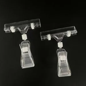 Supermarket Clear Plastic Rotatable Pop Sign Clip Merchandise Price Tag Holder Display Label Clip