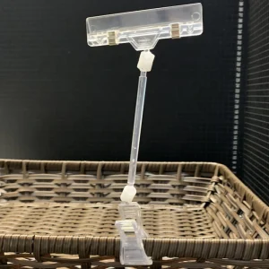 Supermarket Clear Plastic Rotatable Pop Sign Clip Merchandise Price Tag Holder Display Label Clip