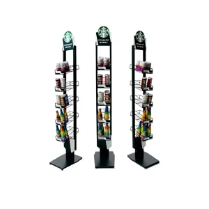Supermarket Coffee Beverages Snack Candy Food & Grain Metal Display Rack JS-385 for Checkout Counter Promotion Stand