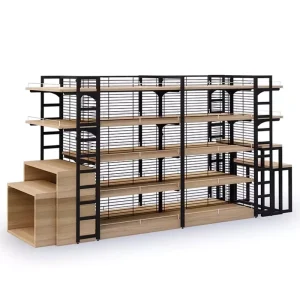 Supermarket Convenience Store Boutique Steel Wooden Display Fixture