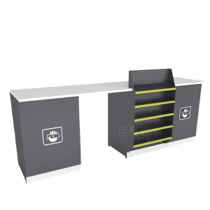 Supermarket Convenience Store Cashier Counter Steel Checkout Counter Cash Register Check Supplier Marble Covered Cashier