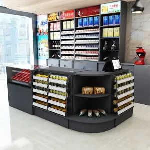 Supermarket & Convenience Store Multifunctional Gray Cash Register Rock Plate Checkout Table for Shopping Malls