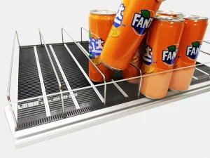 Supermarket Convenience Store Retail Store Gravity Feed Display Stand with Dividers Anti Tip Design for Glass Bottles