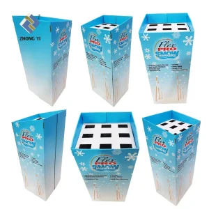 Supermarket Custom Logo Hexagonal Square Promotional Dump Bins Display Cardboard Racks Kraft Paper Offset Paper for Umbrella