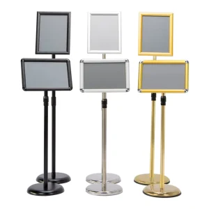 Supermarket Customized Eco Friendly for Adjustable Height Easy Assembly Free Standing Telescopic A3 Metal Floor Sign Display