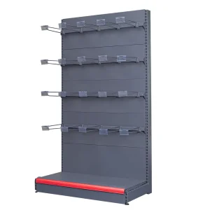 Supermarket Display Equipment Iron Gondola Rack Grocery Convenience Stores Dark Grey Four sided Shop Shelving