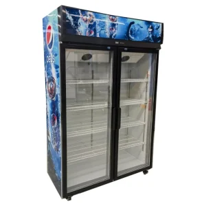 Supermarket Display Fridge 1000L 2 Glass Door Beverage Refrigerator Compressor Wine Cooler Refrigeration Equipment