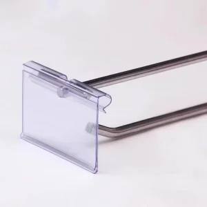 Supermarket Double Wire Punch Clear PVC Price Tag Holders Transparent Shelf Label Display Cards