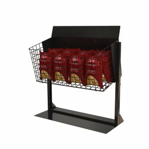 Supermarket Eco Friendly Metal Wire Counter Potato Chip Display Rack Dump Bin Storage Merchandiser Promotion Stand
