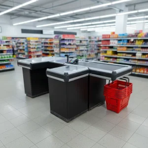 Supermarket Equipment Cash Counter Checkout Counters Grocery Store Check Out Counter Cash Drawer