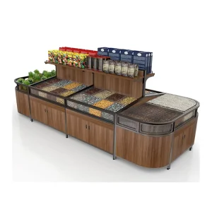 Supermarket Equipment Rice Vegetable Wooden Rack Display