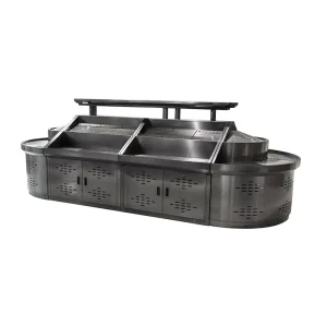 Supermarket Equipment for Fruit and Vegetable Gondola Store Rack 3 Layer with Basket Fresh Food Display Table