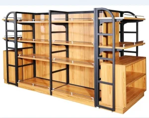 Supermarket Equipment wooden Gondola Racking Wood Rack Gondola