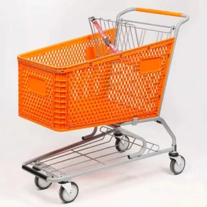 Supermarket Folding PP Plastic Shopping Trolley with Child Seat