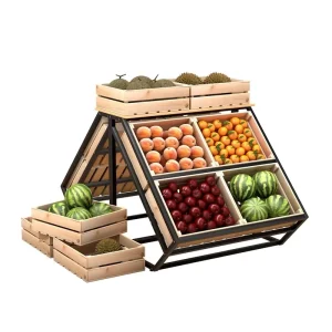 Supermarket Fruit & Wine Display Shelves Detachable Metal Adjustable Height Freestanding Storage Racks for Fresh Produce
