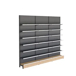 Supermarket Gondola Double Sided Wood Heavy Duty Wall Shelf Shelving Display Rack