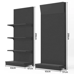 Supermarket Heavy Duty Metal Pegboard Display Stand Modern Wall Hanging Rack Hardware Tool Accessories Perforated Board Shelf