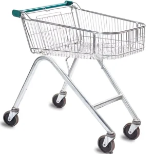 Supermarket Hypermarket Functional Unfolding Zinc Plated Steel Mesh Platform Foldable Shopping Trolley PVC Wheels