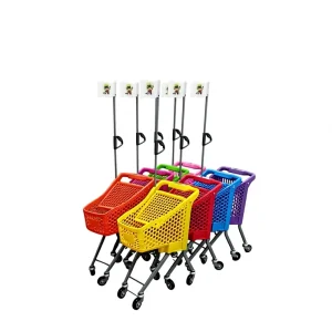 Supermarket Kid Fun Plastic Shopping Cart with Wheels