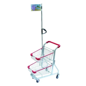 Supermarket Kids Shopping Trolley with Flag Pole and 2 Baskets
