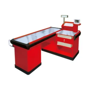 Supermarket Metal Cashier’s Checkout Counter Hypermarket Use L 1800*W 600*H850mm with PVC Function