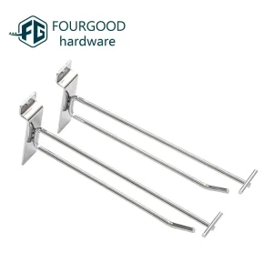 Supermarket Metal Double Wire Slatwall Price Tag Holder Silvery Display Hooks