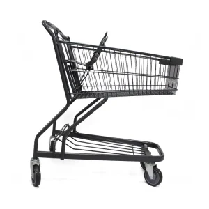 Supermarket Metal Shopping Cart with Four PU Wheels