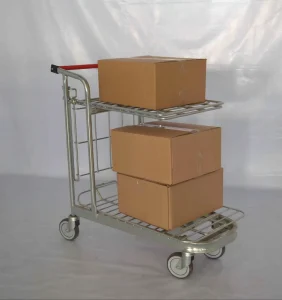 Supermarket Metal Trolley Cart Factory Steel Handcart Cargo & Storage Equipment for Shopping Mall