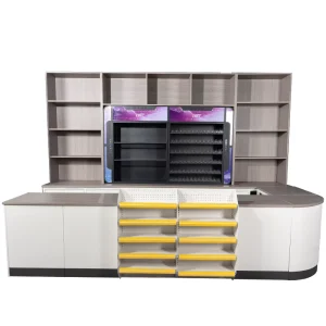 Supermarket Multi functional Checkout Cashier Bar Retail Check Desk Display Counters Customizable Color