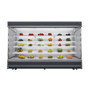 Supermarket Multideck Open Display Chiller Remote System Vertical Open Air Curtain Refrigerator Fruit Vegetable Display Fridge