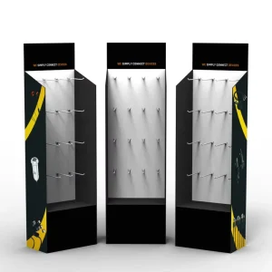 Supermarket POS Retail Carton Stand Pop up Cardboard Display Stand Hook Floor Display Rack