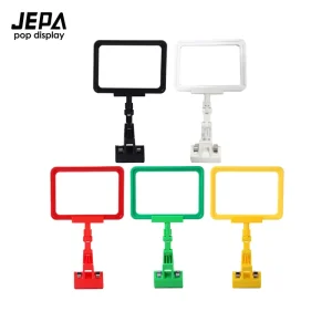 Supermarket Plastic Advertising Price Tag Holder Adjustable Poster Frame A4 A5 A6 Sign Holder Stand with Clip