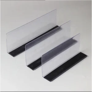 Supermarket Plastic PVC Clear Magnetic L Shape Shelf Dividers for Metal Shelf