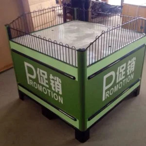 Supermarket Promotion Table Metal Wire Mesh Display Basket Square Retail Dump Bin for Grocery Store Promotional Events