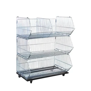 Supermarket Promotional Metal Stackable Rack Display Bins Wire Storage Basket