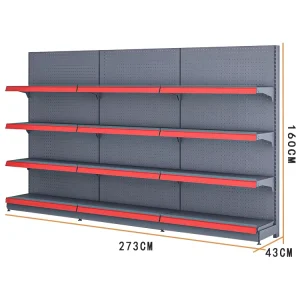 Supermarket Rack Double-Sided Stainless Steel Gondolas Light Duty Convenience Store Equipment