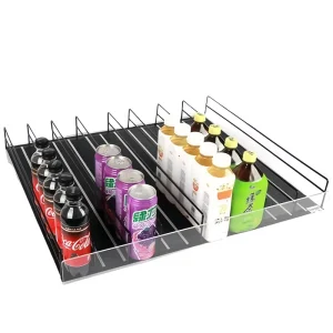 Supermarket Rack Heavy Duty Metallic Shelf Organizer Pusher Divider Cooler Glides Gravity Feed Roller Shelves