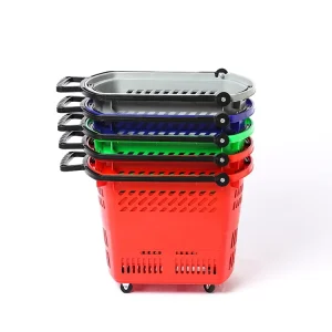 Supermarket Red Plastic Superstore Shopping Basket Trolley China
