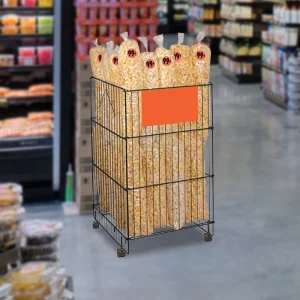 Supermarket Retail Foldable Portable and Detachable Metal Wire Promotion Display Rack for Snack Chips Dump Display Bin