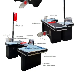 Supermarket Retail Grocery Store Electric Cashier Table Register Automatic Checkout Counter with Conveyor Belt