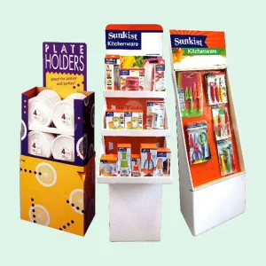 Supermarket Retail Houseware Display Rack Cardboard Pop Floor Display Stand Cup Knife Display Stand